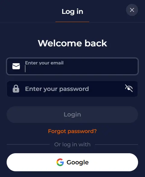 NineCasino Login Form
